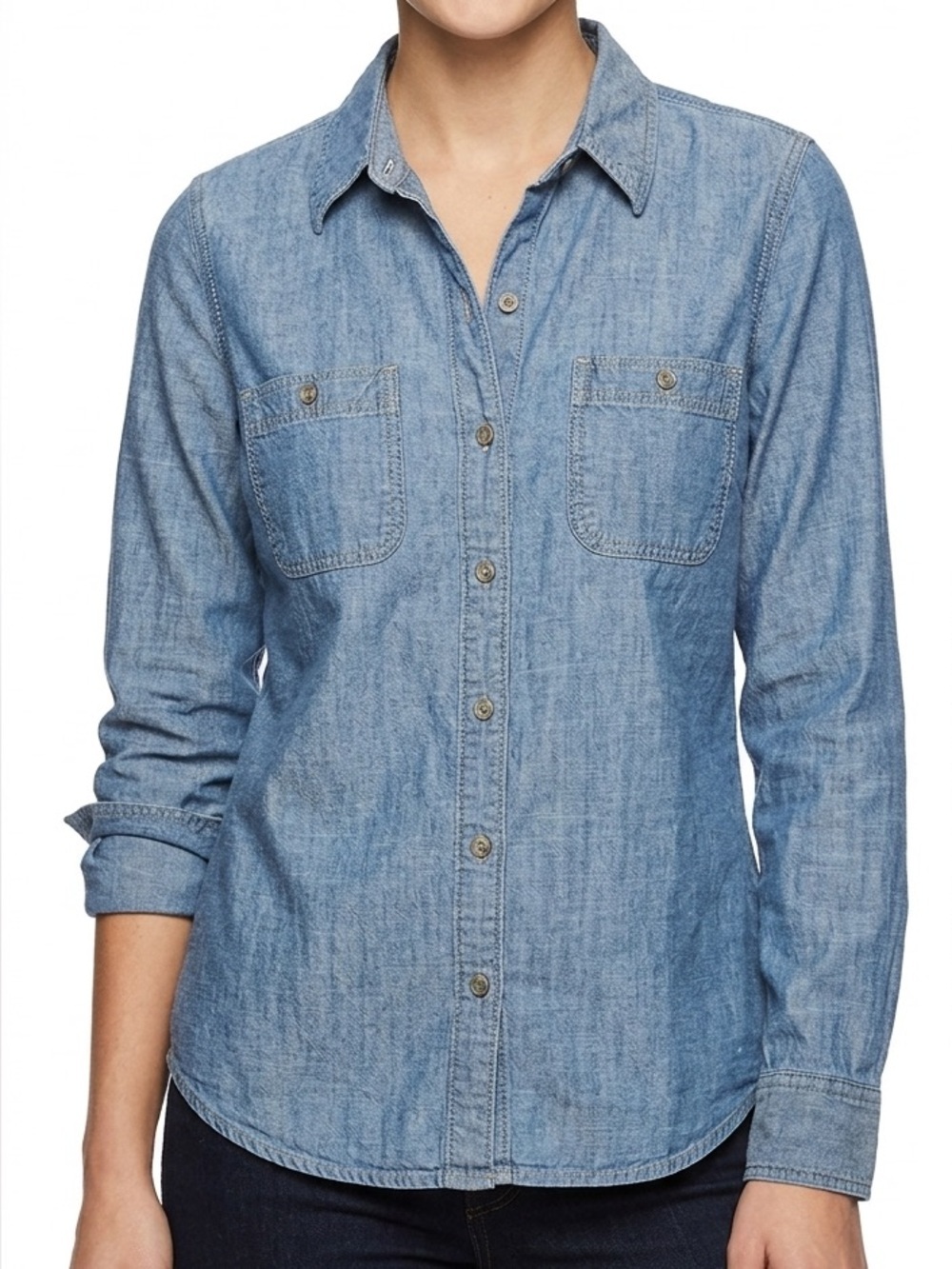 Lucky brand button up chambray blue shirt, size XS